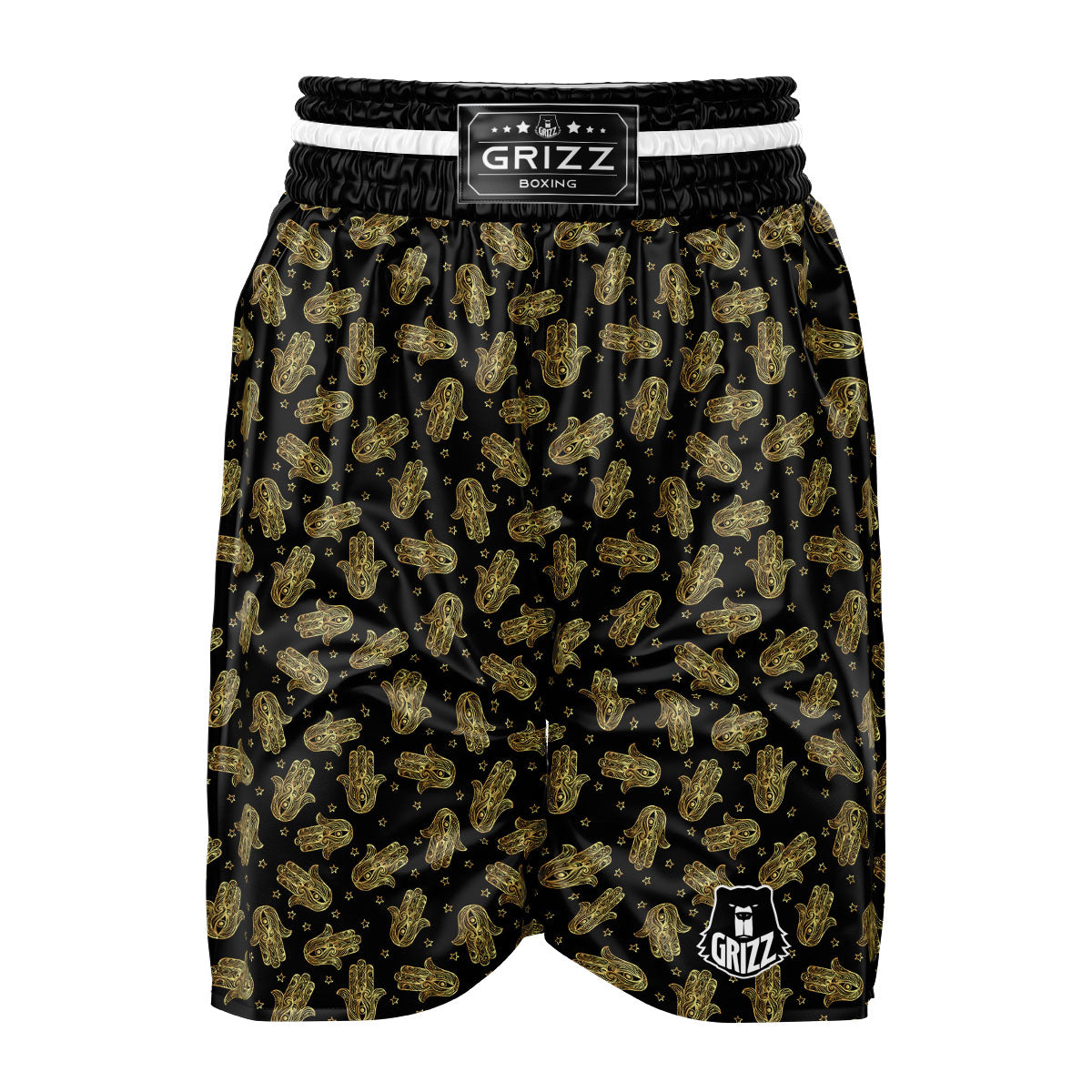 Hamsa Gold Print Pattern Boxing Shorts-grizzshop