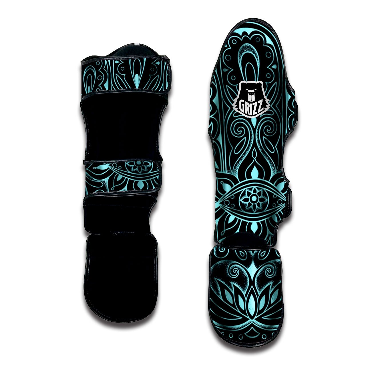 Hamsa Hand Fatima Spirital Print Muay Thai Shin Guards-grizzshop