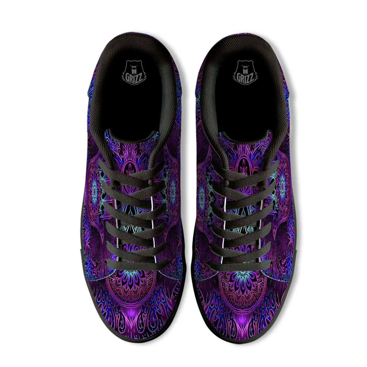 Hamsa Hand Purple Print Black Low Top Sneakers-grizzshop