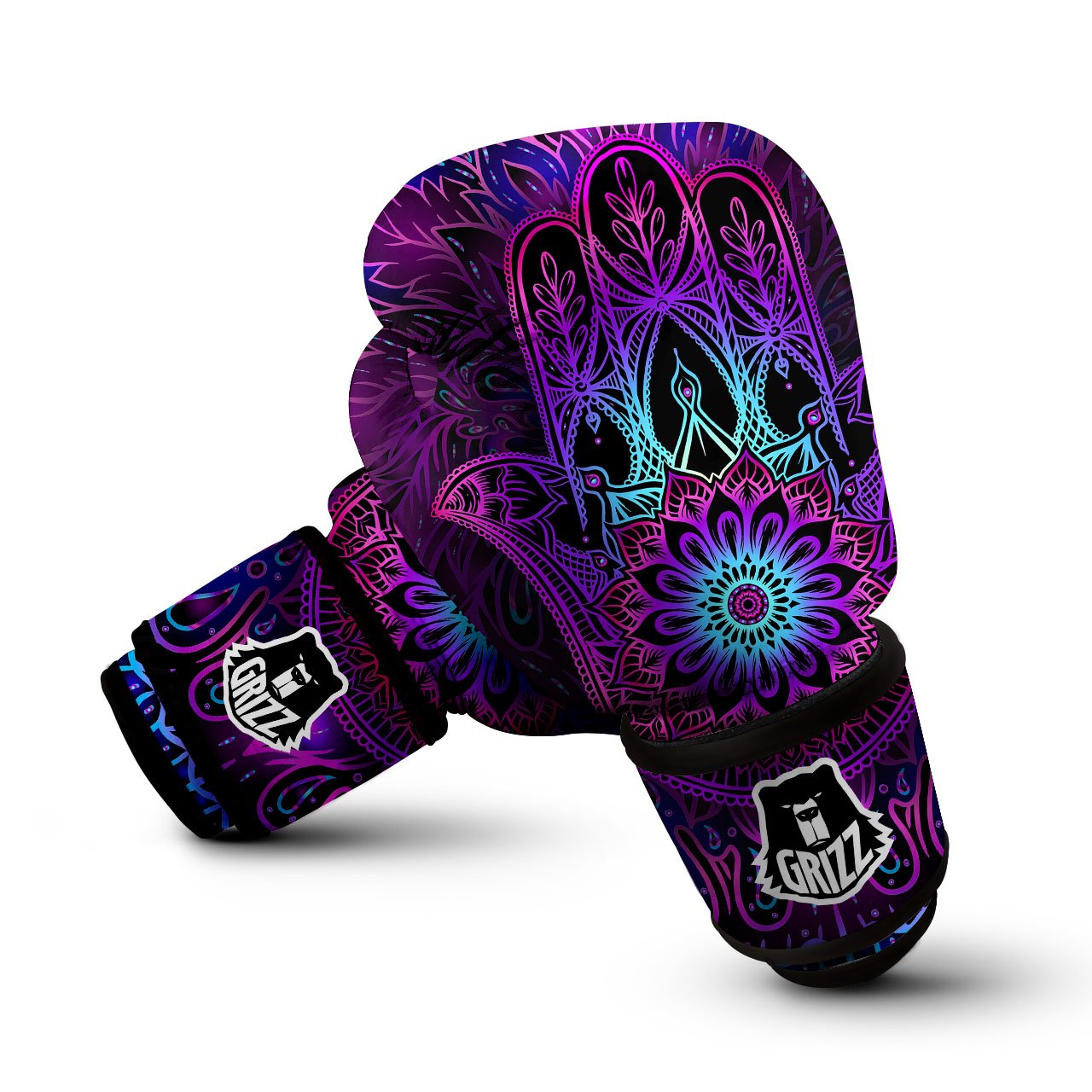 Hamsa Hand Purple Print Boxing Gloves-grizzshop