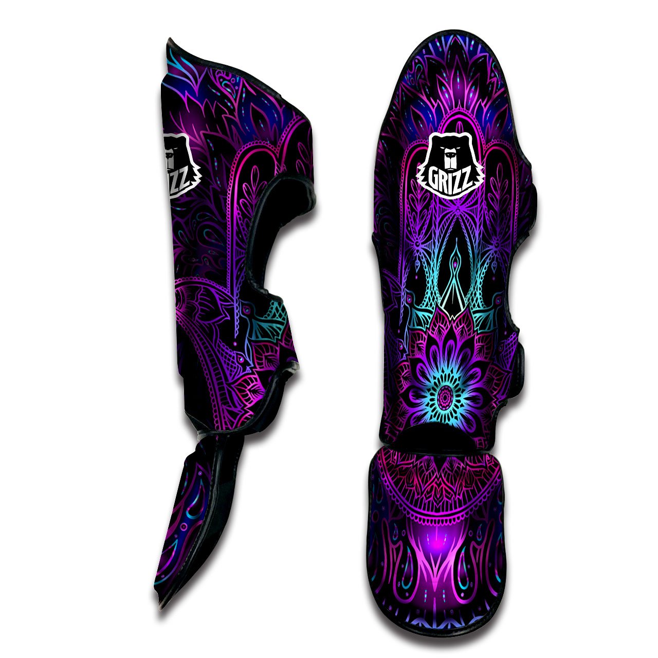 Hamsa Hand Purple Print Muay Thai Shin Guards-grizzshop