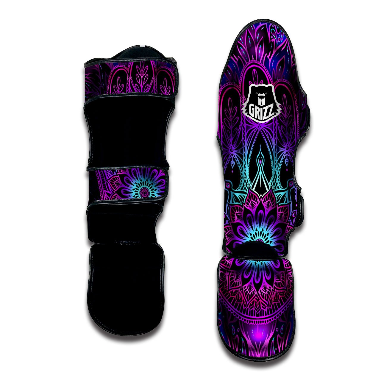 Hamsa Hand Purple Print Muay Thai Shin Guards-grizzshop