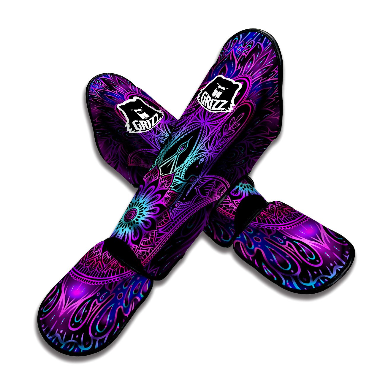 Hamsa Hand Purple Print Muay Thai Shin Guards-grizzshop