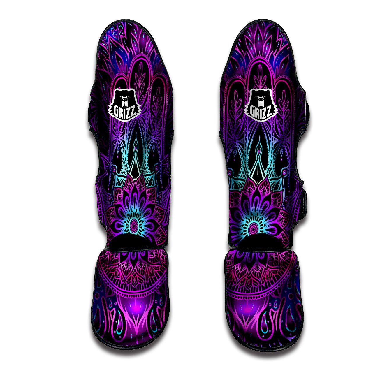 Hamsa Hand Purple Print Muay Thai Shin Guards-grizzshop