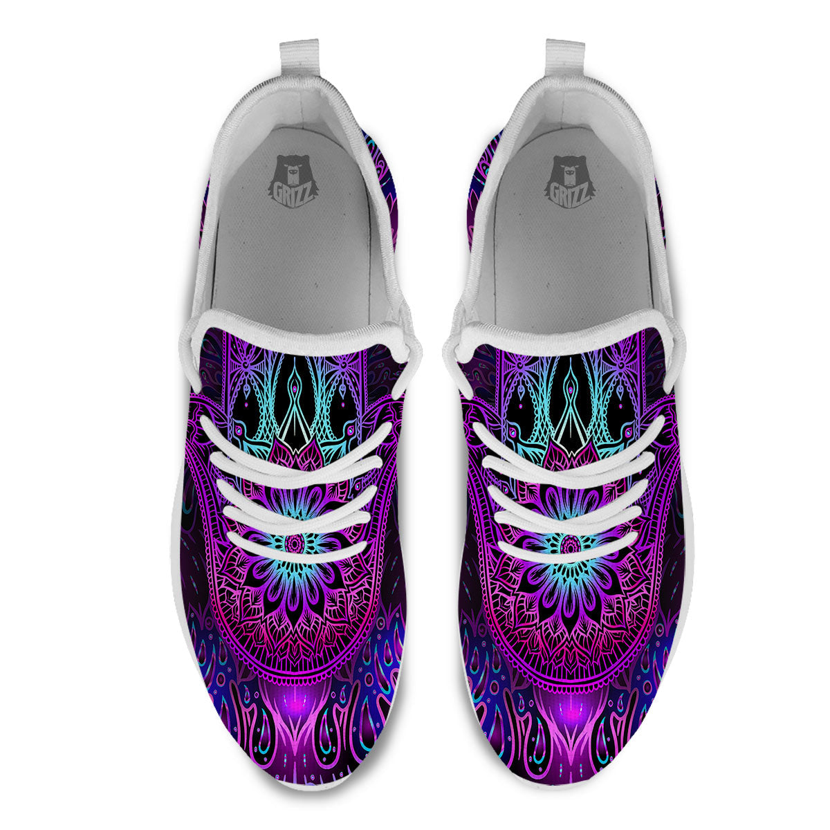 Hamsa Hand Purple Print White Athletic Shoes-grizzshop