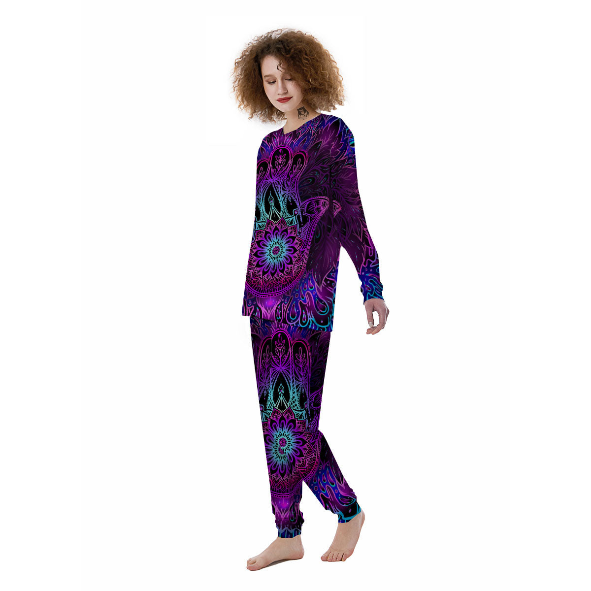 Hamsa Hand Purple Print Women's Pajamas-grizzshop