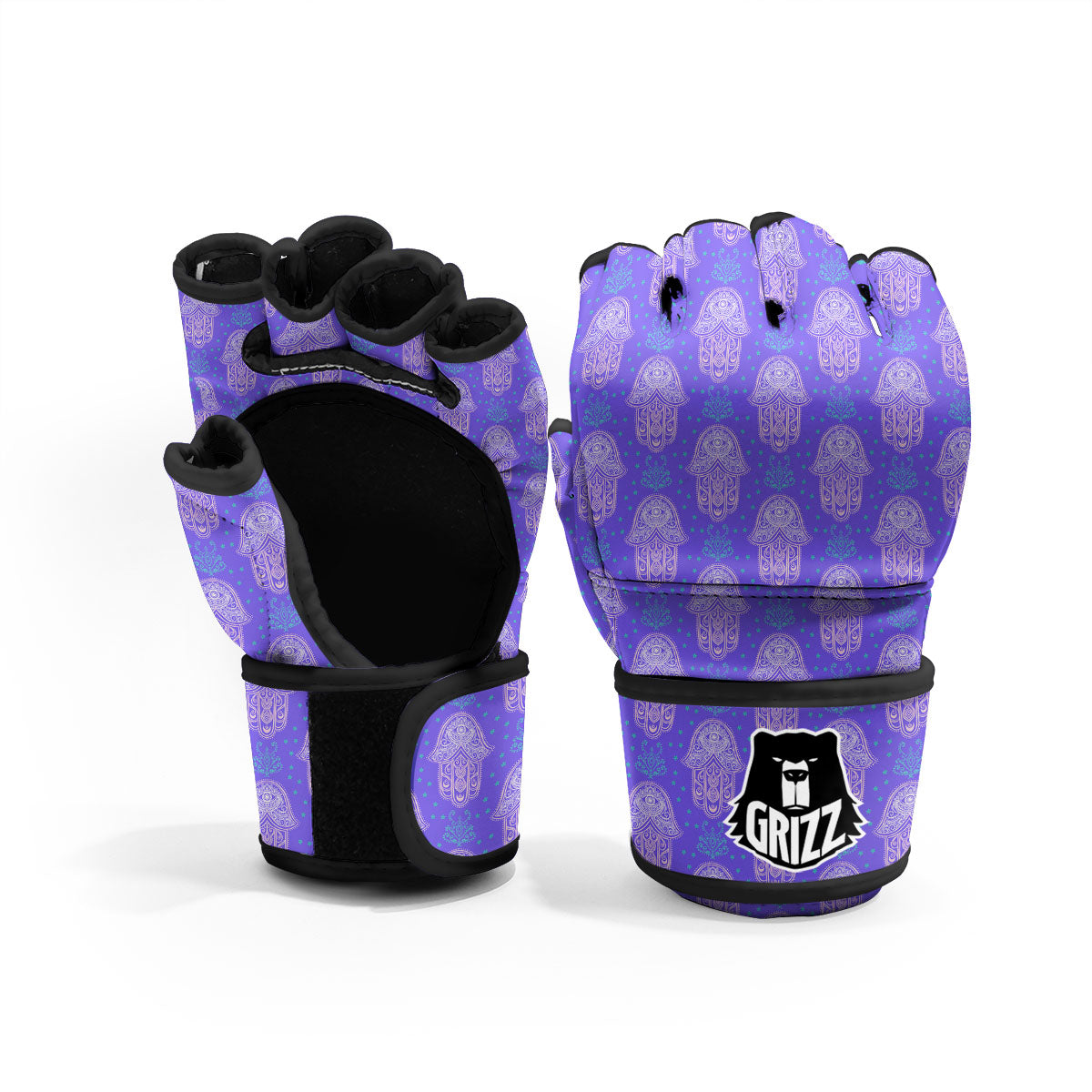 Hamsa Indian Print Pattern MMA Gloves-grizzshop