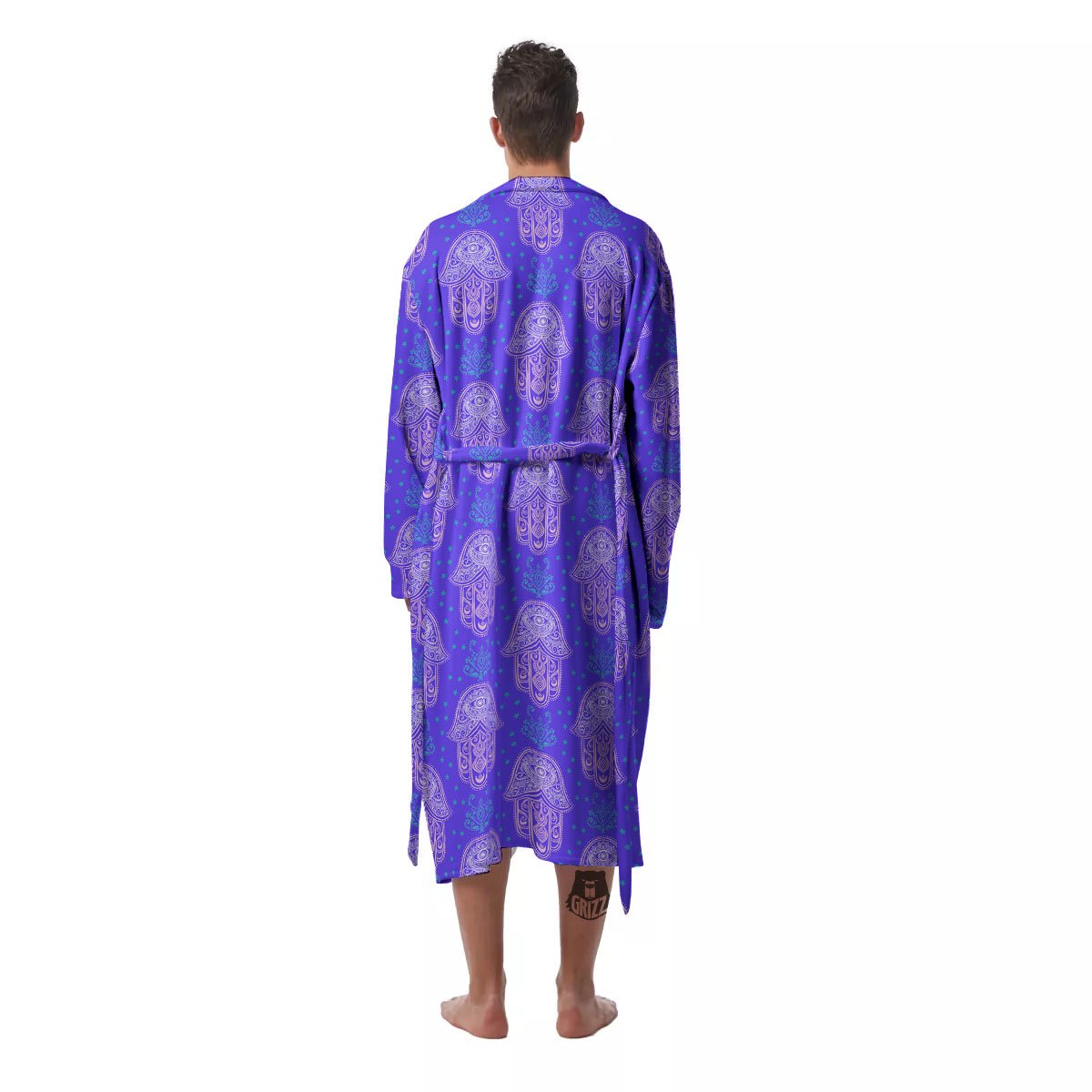 Hamsa Indian Print Pattern Men's Robe-grizzshop