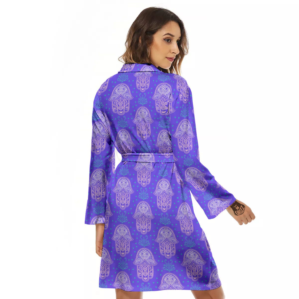 Hamsa Indian Print Pattern Women's Robe-grizzshop