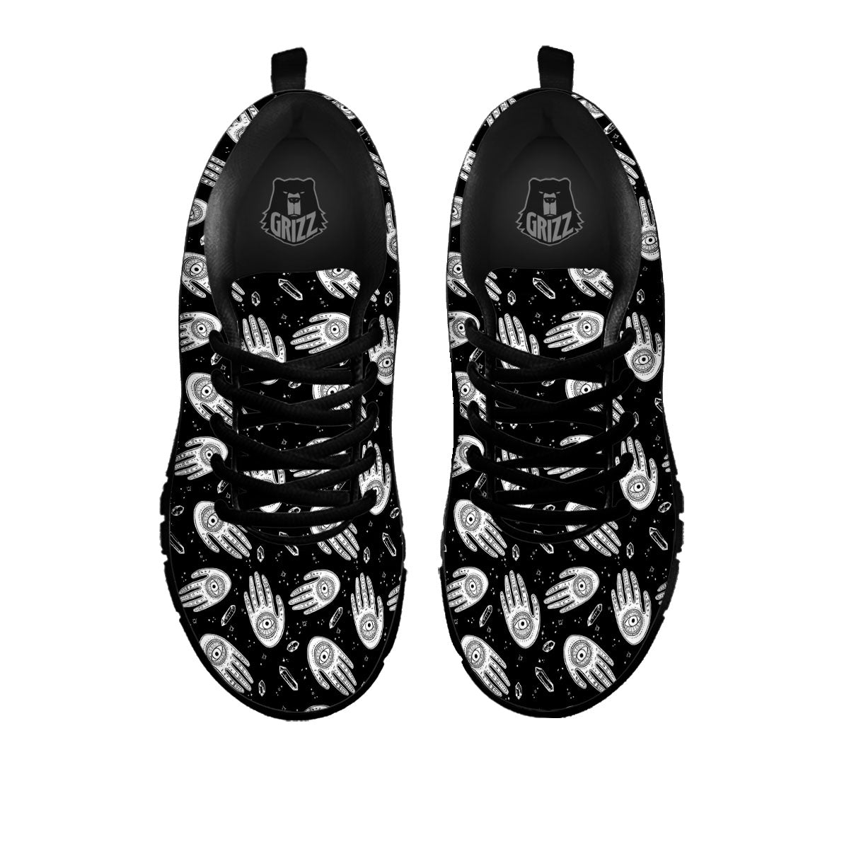 Hamsa Symbol Print Pattern Black Sneaker-grizzshop