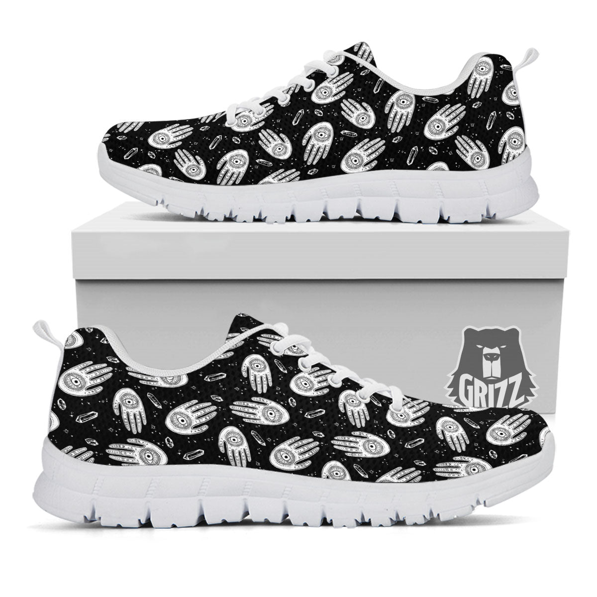 Hamsa Symbol Print Pattern White Sneaker-grizzshop