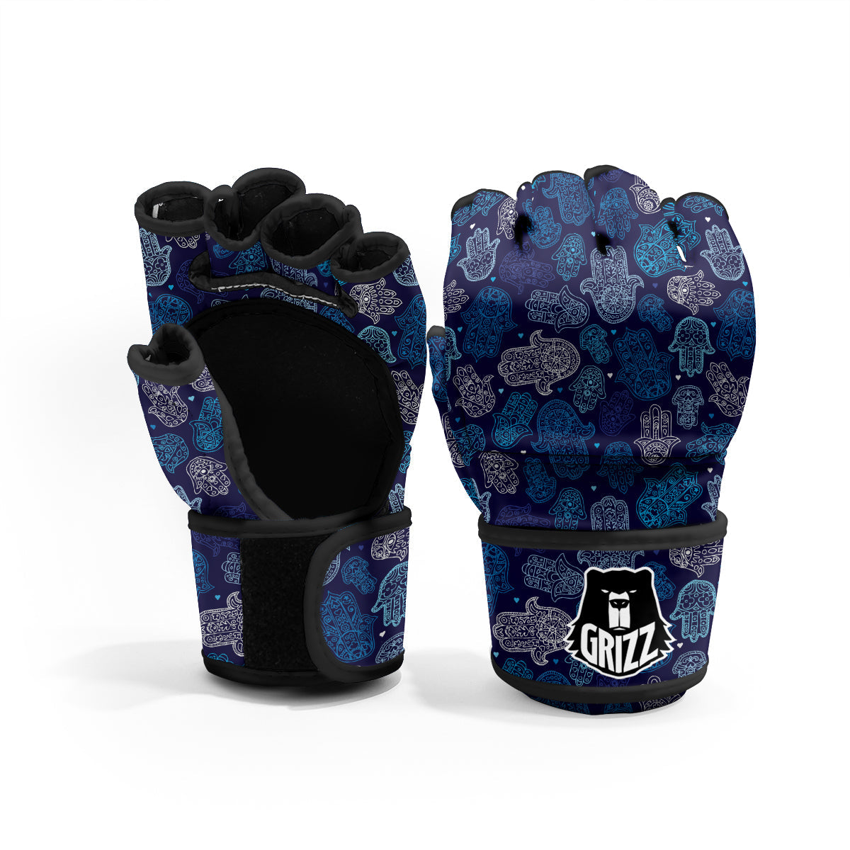 Hamsa Turquoise Print Pattern MMA Gloves-grizzshop