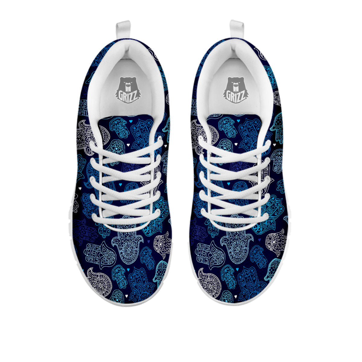 Hamsa Turquoise Print Pattern White Sneaker-grizzshop