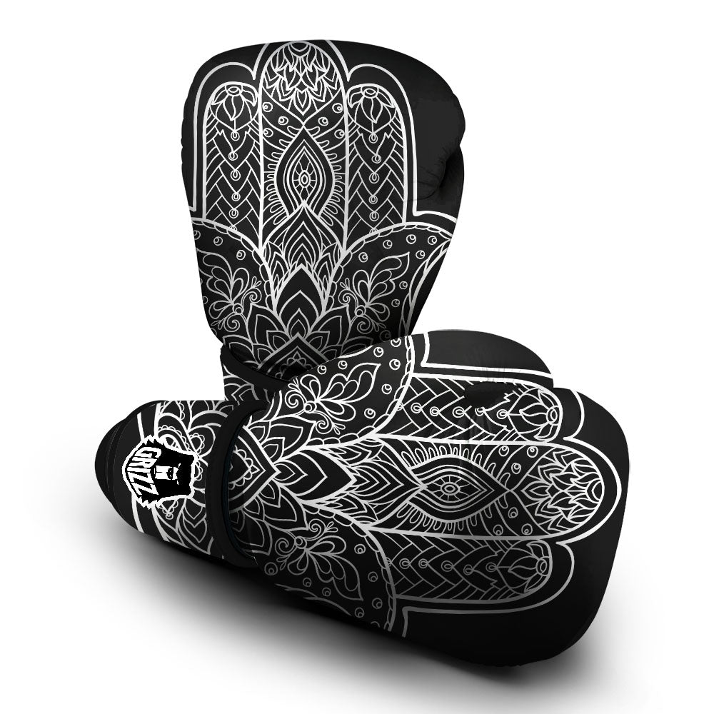 Hamsa White And Black Print Boxing Gloves-grizzshop