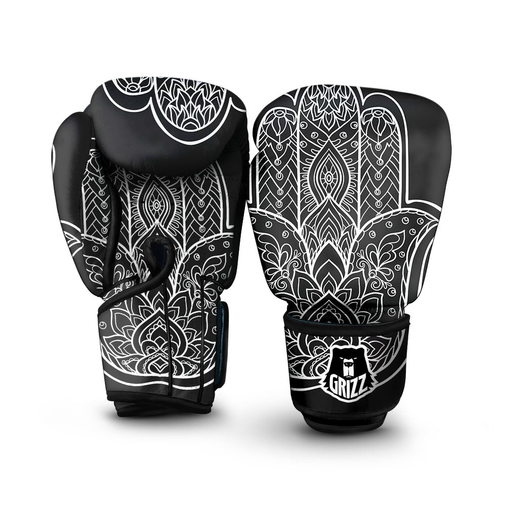 Hamsa White And Black Print Boxing Gloves-grizzshop