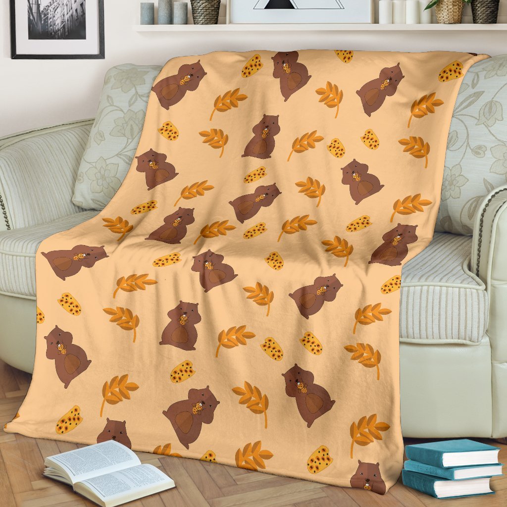 Hamster Eating Pattern Print Blanket-grizzshop