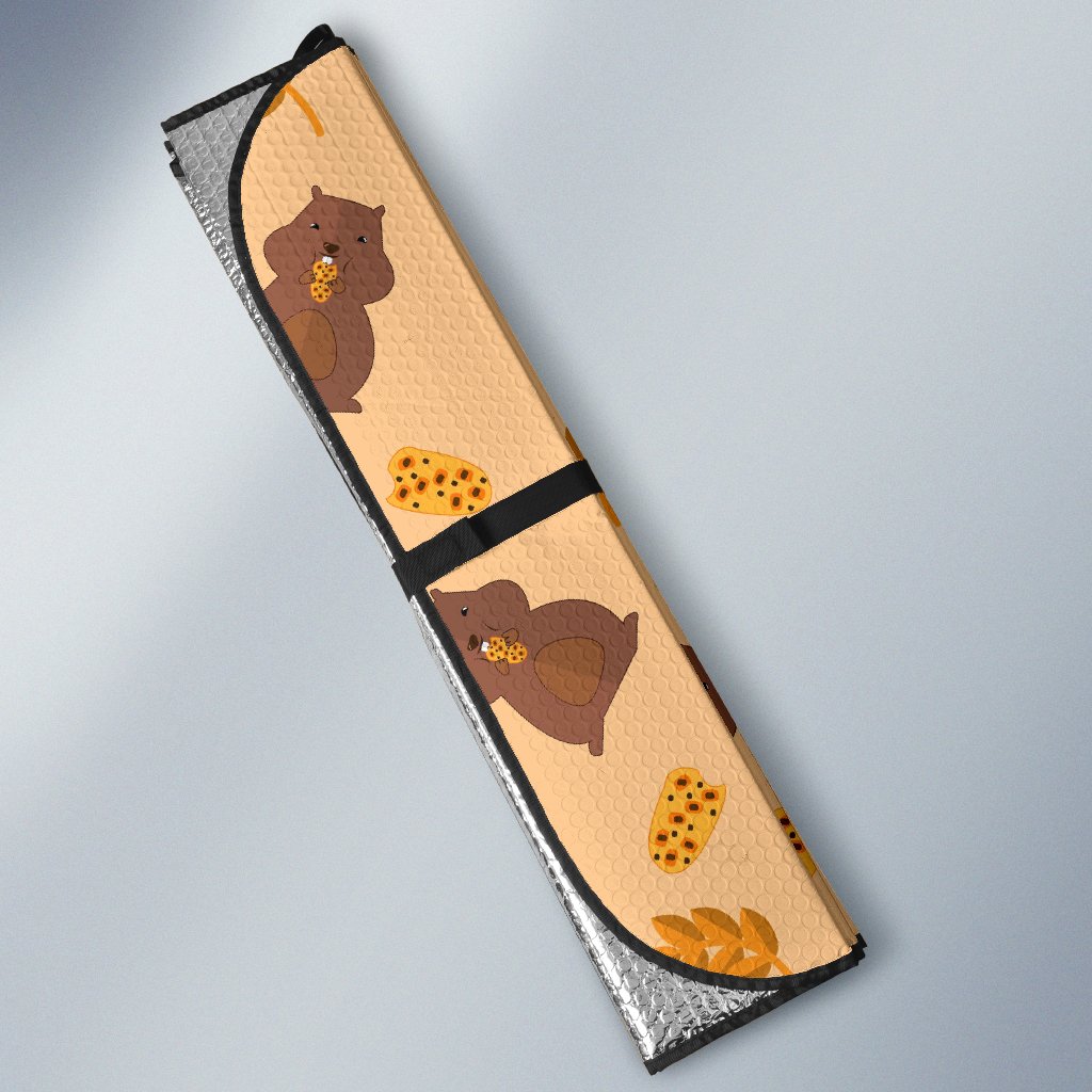 Hamster Eating Pattern Print Car Sun Shade-grizzshop