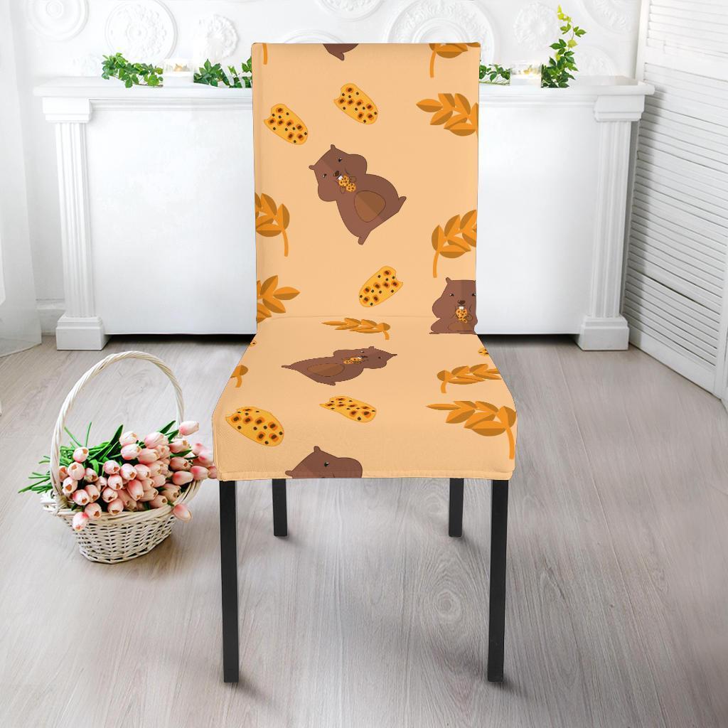 Hamster Eating Pattern Print Chair Cover-grizzshop