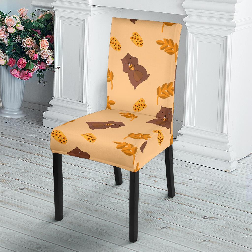 Hamster Eating Pattern Print Chair Cover-grizzshop