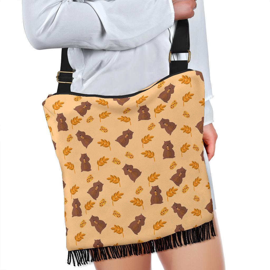 Hamster Eating Pattern Print Crossbody Bags-grizzshop