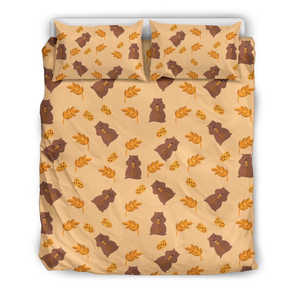 Hamster Eating Pattern Print Duvet Cover Bedding Set-grizzshop