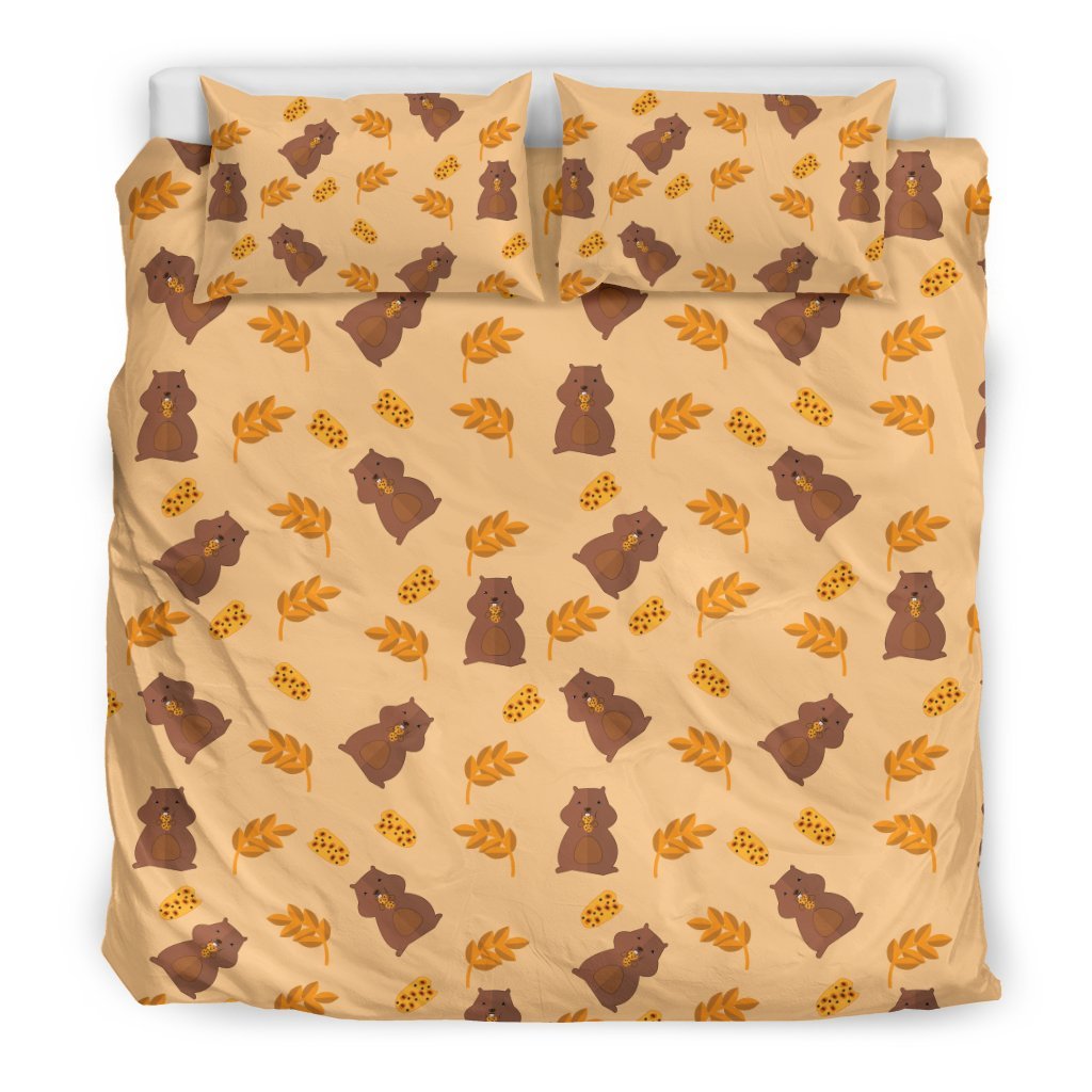 Hamster Eating Pattern Print Duvet Cover Bedding Set-grizzshop