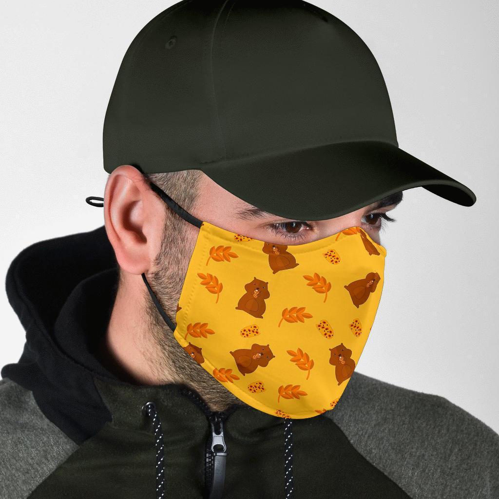 Hamster Eating Pattern Print Face Mask-grizzshop