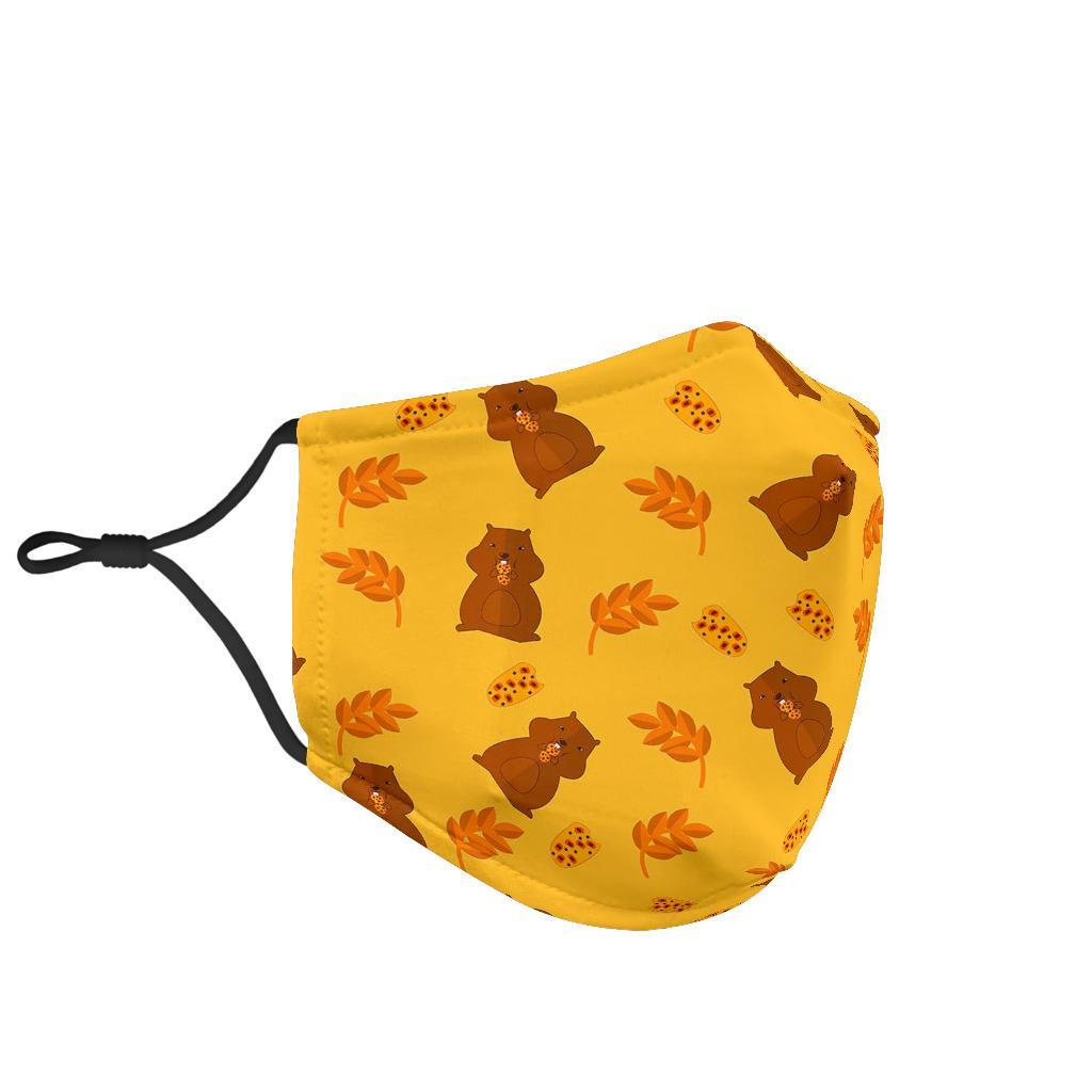 Hamster Eating Pattern Print Face Mask-grizzshop