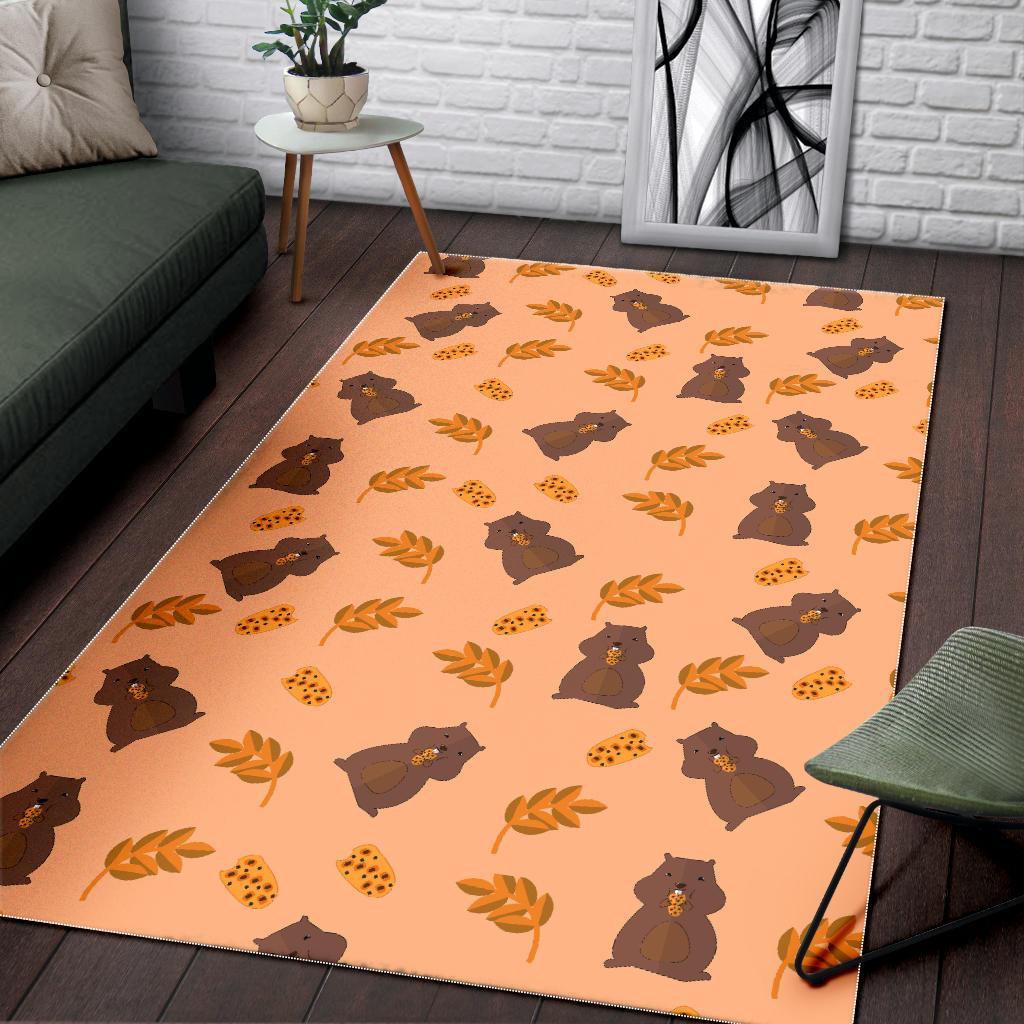 Hamster Eating Pattern Print Floor Mat-grizzshop