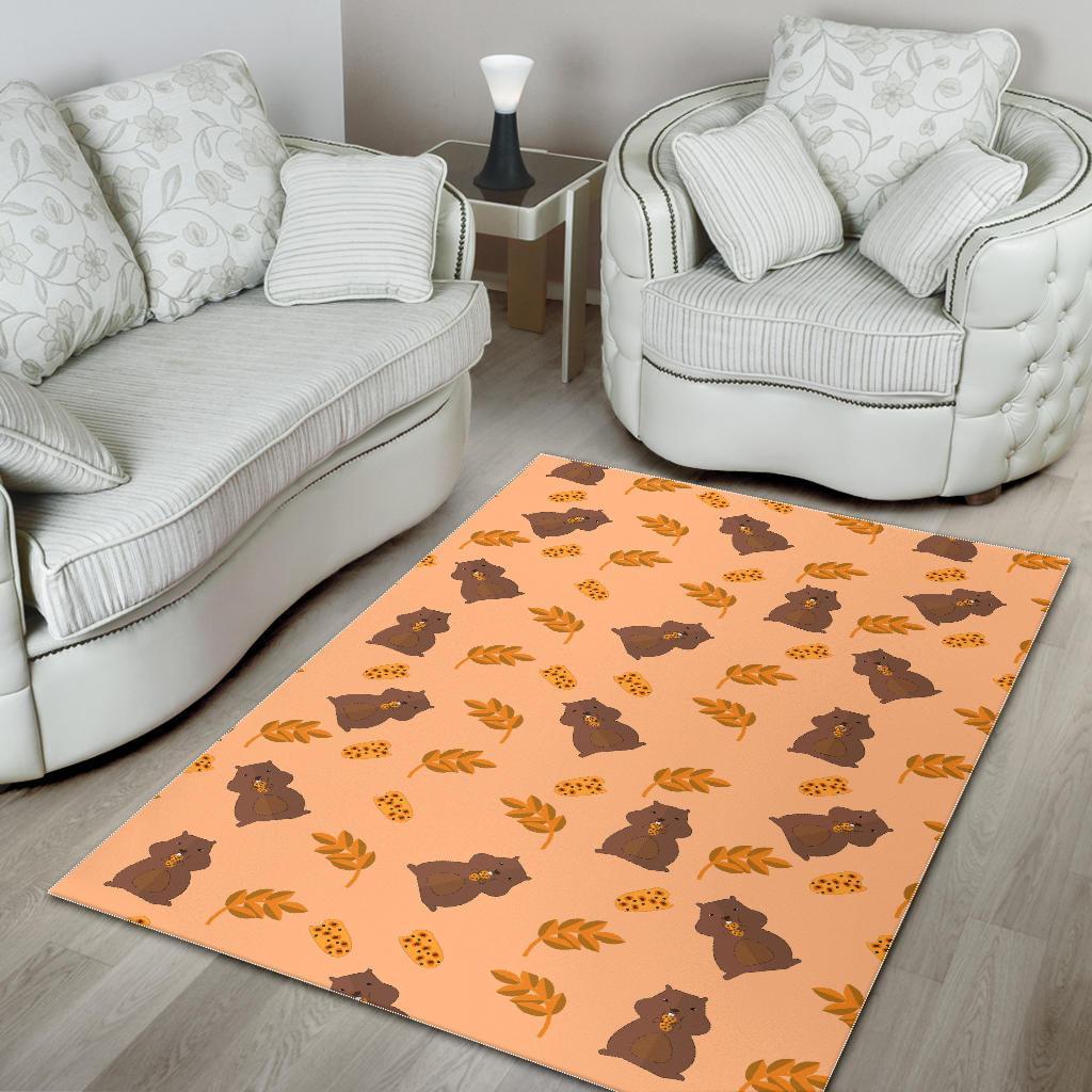 Hamster Eating Pattern Print Floor Mat-grizzshop