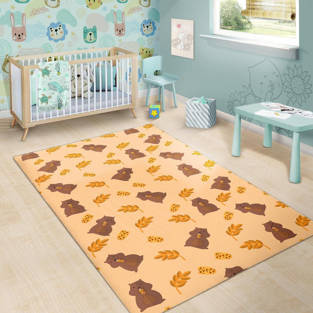 Hamster Eating Pattern Print Floor Mat-grizzshop