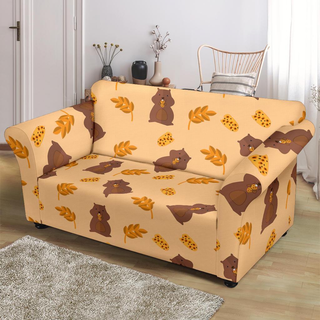 Hamster Eating Pattern Print Loveseat Cover-grizzshop