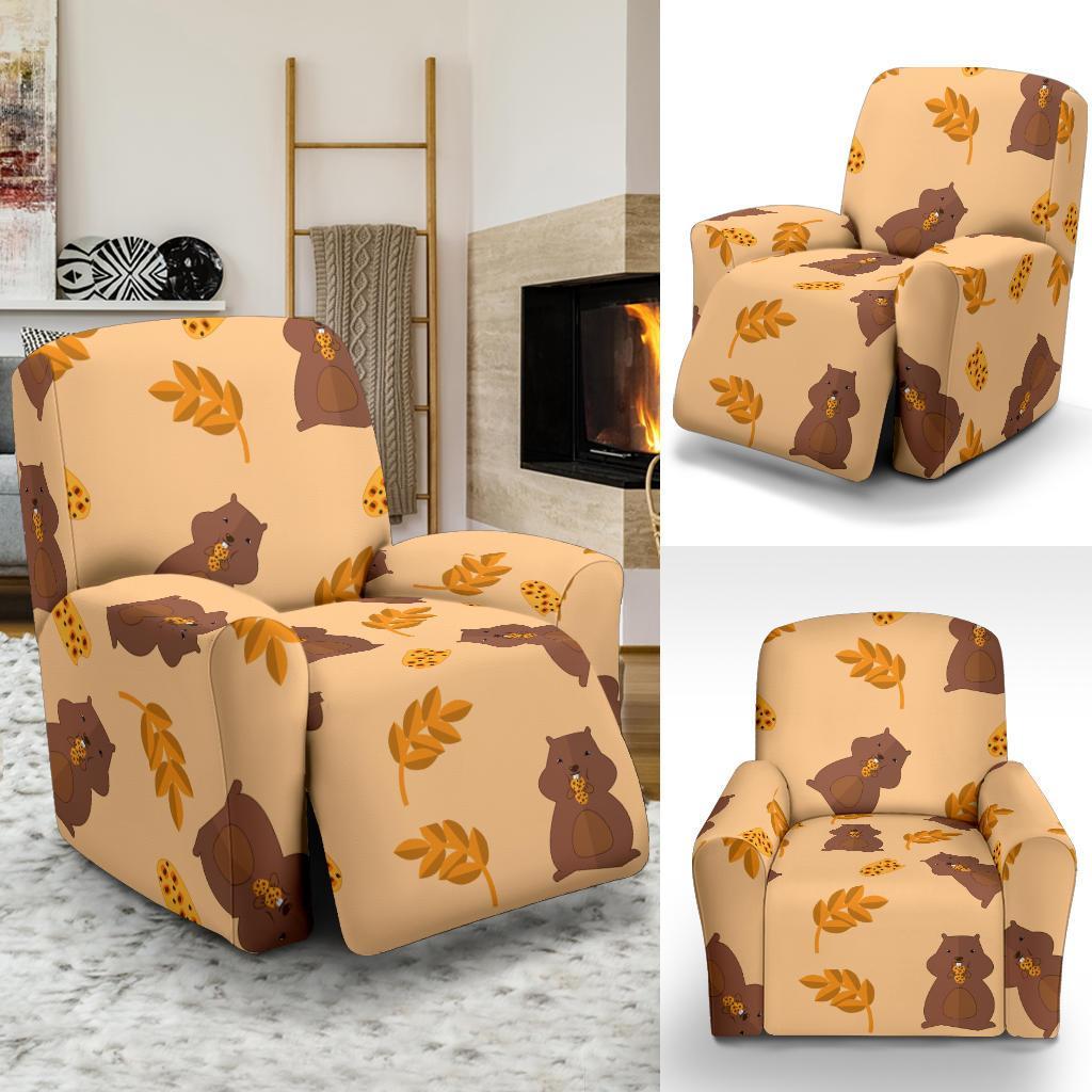 Hamster Eating Pattern Print Recliner Cover-grizzshop