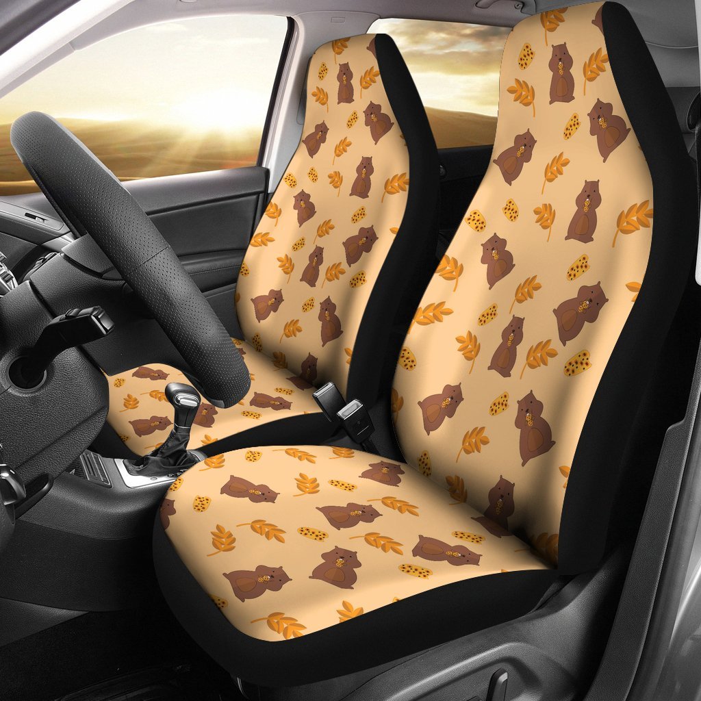 Hamster Eating Pattern Print Universal Fit Car Seat Cover-grizzshop