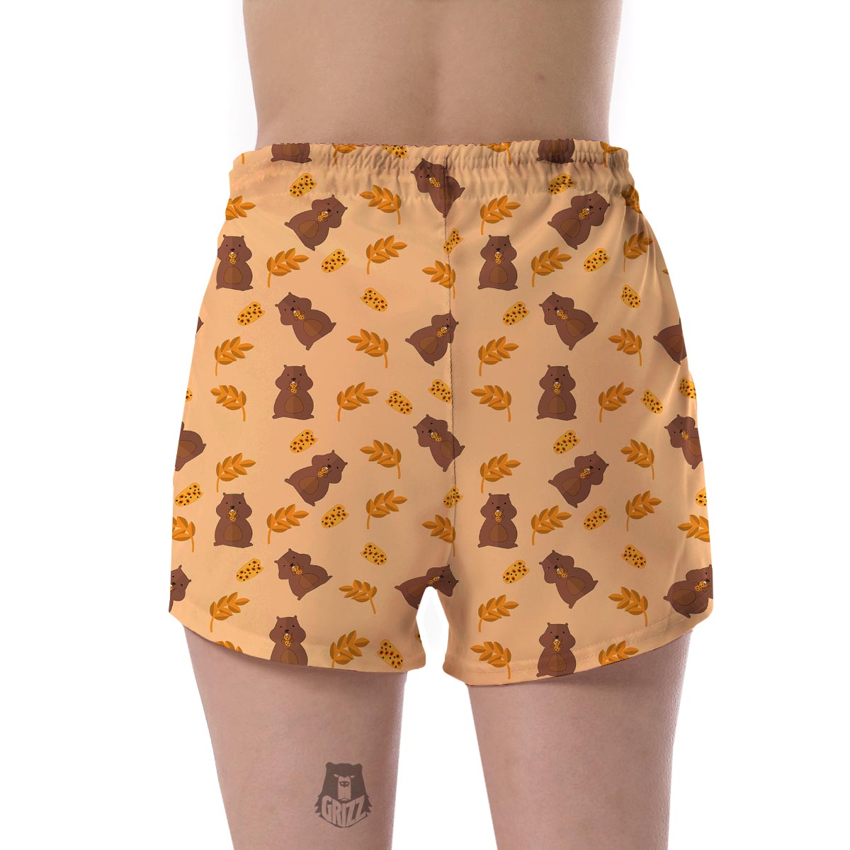 Hamster Eating Pattern Print Women's Shorts-grizzshop