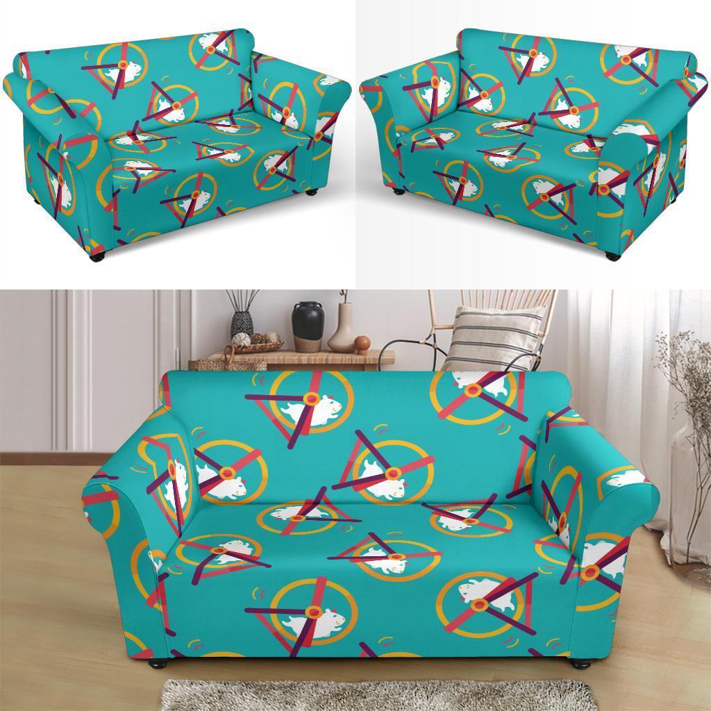 Hamster Pattern Print Loveseat Cover-grizzshop