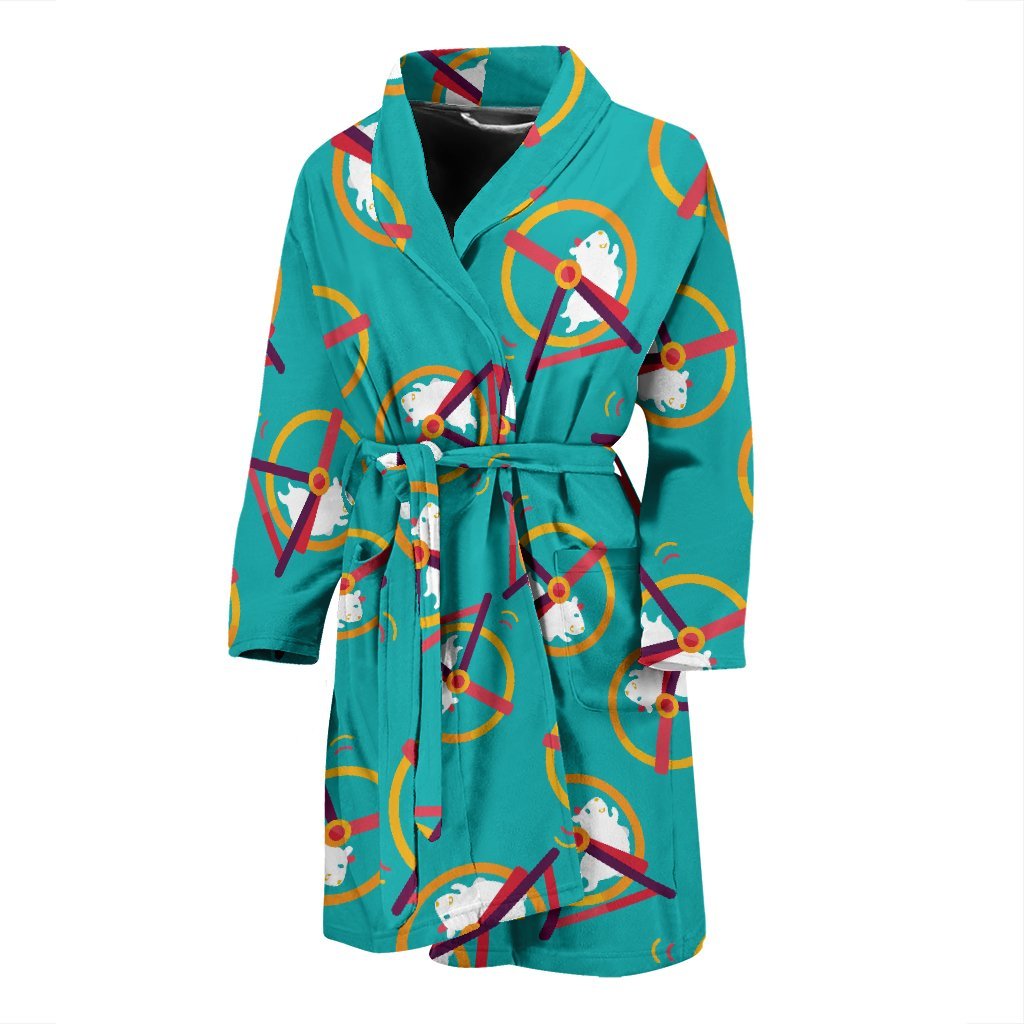 Hamster Pattern Print Men Long Robe-grizzshop