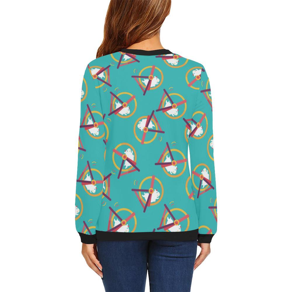 Hamster Pattern Print Women Crewneck Sweatshirt-grizzshop