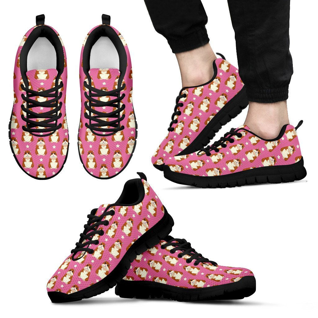 Hamster Print Pattern Black Sneaker Shoes For Men Women-grizzshop