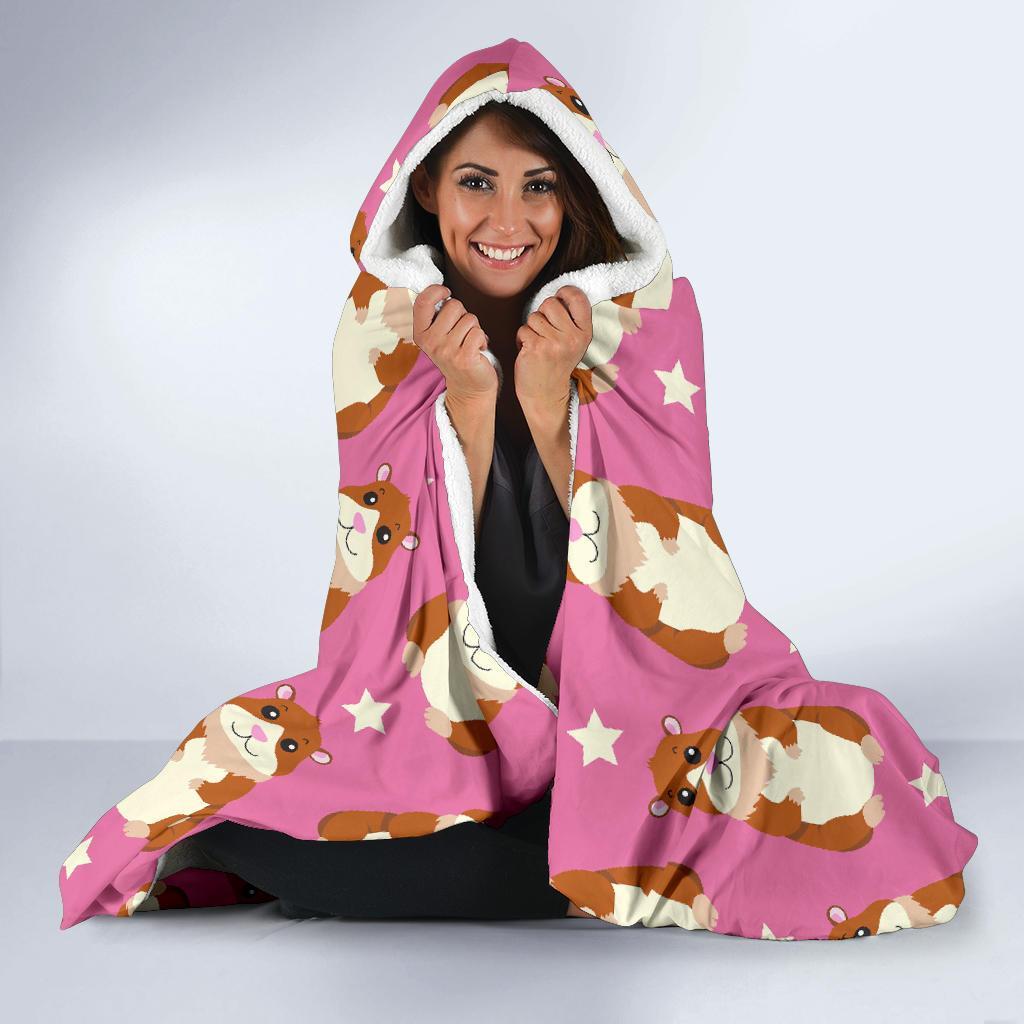 Hamster Print Pattern Hooded Blanket-grizzshop