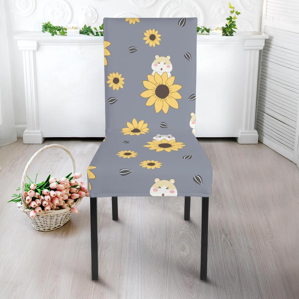 Hamster Sunflower Pattern Print Chair Cover-grizzshop