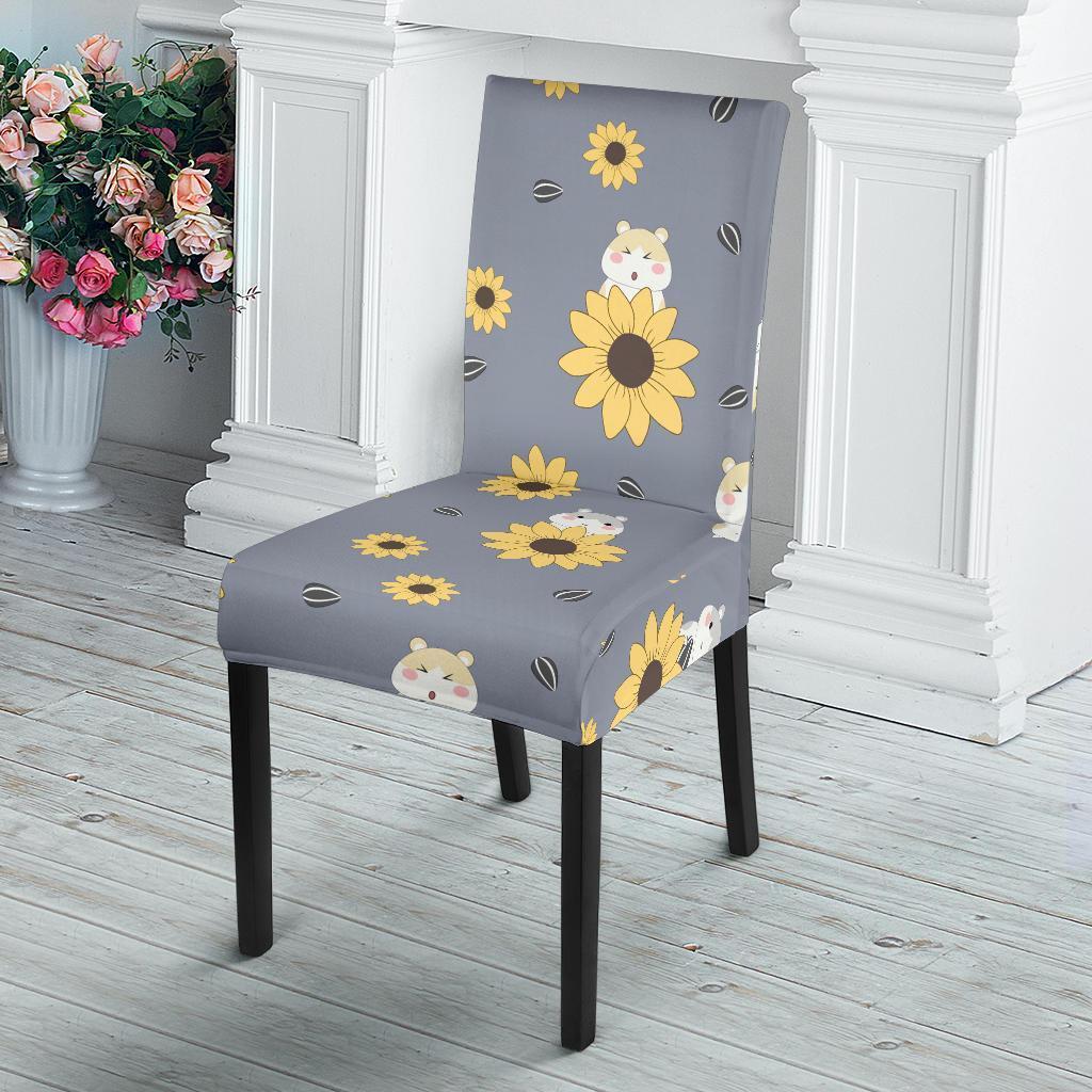 Hamster Sunflower Pattern Print Chair Cover-grizzshop