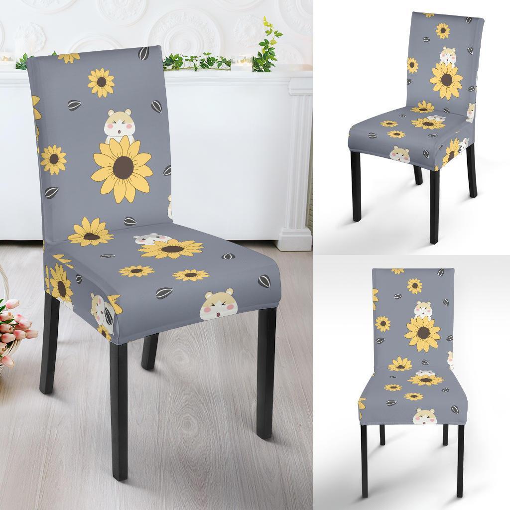 Hamster Sunflower Pattern Print Chair Cover-grizzshop