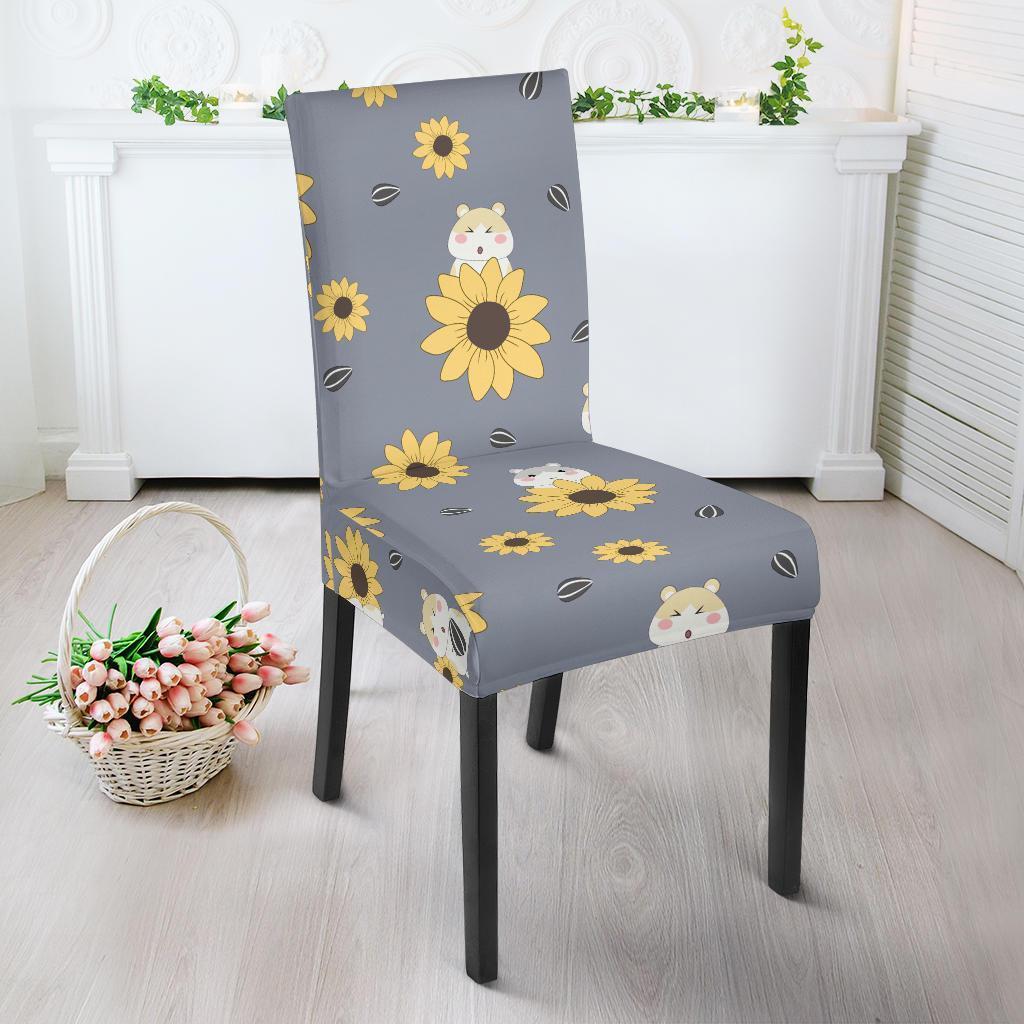 Hamster Sunflower Pattern Print Chair Cover-grizzshop