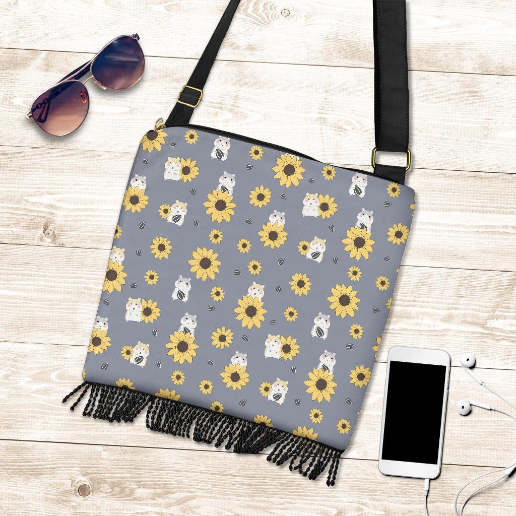 Hamster Sunflower Pattern Print Crossbody Bags-grizzshop