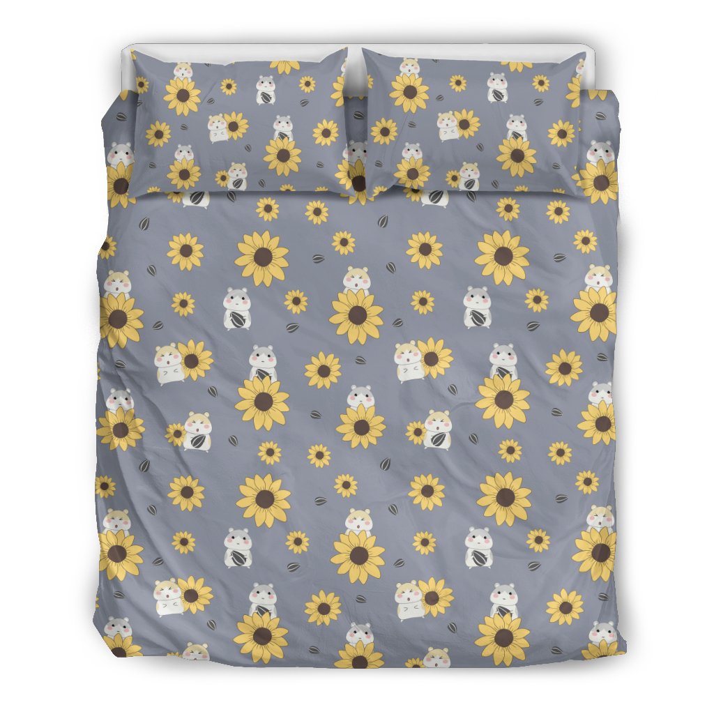 Hamster Sunflower Pattern Print Duvet Cover Bedding Set-grizzshop