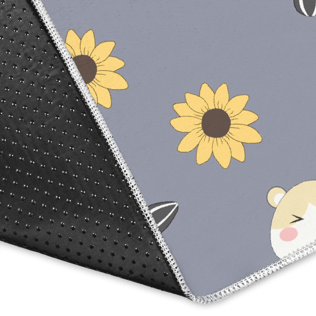 Hamster Sunflower Pattern Print Floor Mat-grizzshop