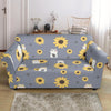 Hamster Sunflower Pattern Print Loveseat Cover-grizzshop