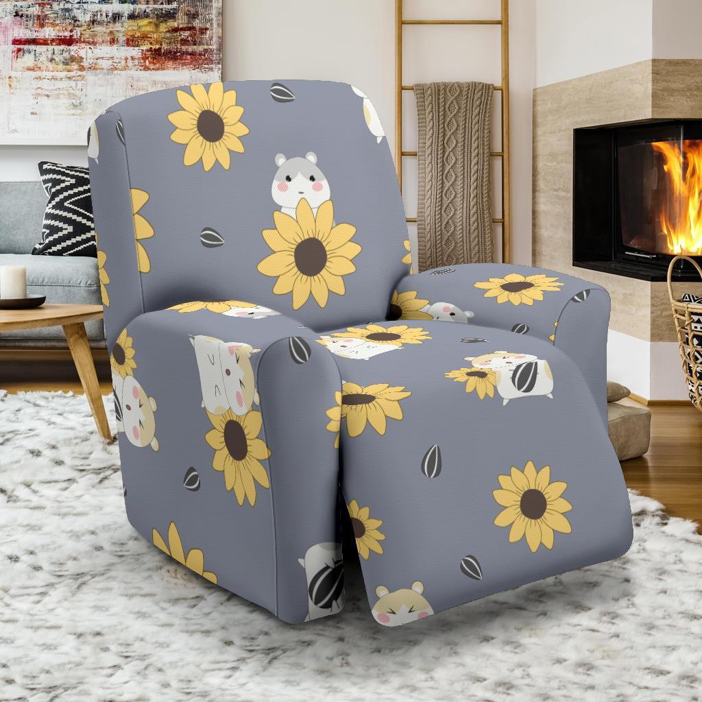 Hamster Sunflower Pattern Print Recliner Cover-grizzshop