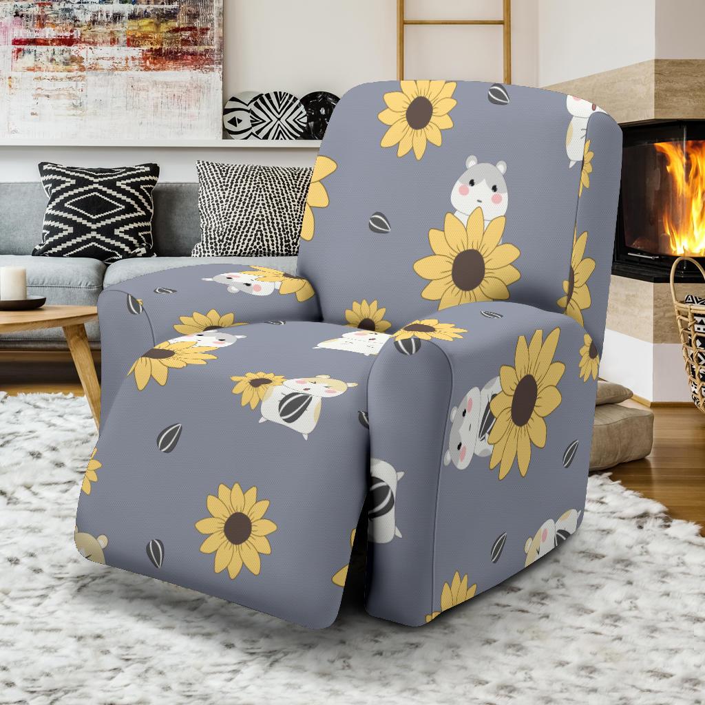 Hamster Sunflower Pattern Print Recliner Cover-grizzshop